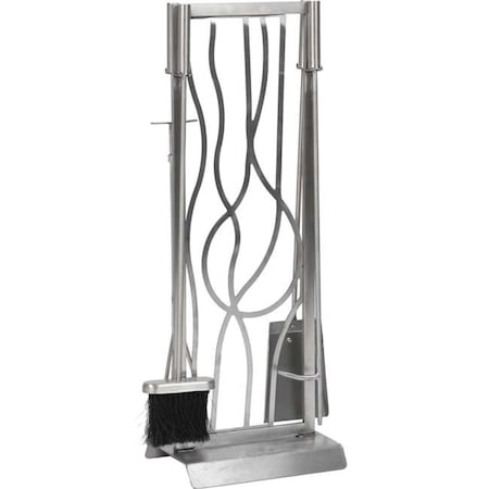 Dagan Dagan AHF800 Abstract Design Stainless Steel Fireplace Tool Set; Stainless Steel - 5 Piece AHF800
